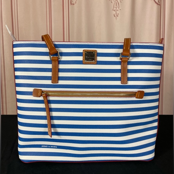 Dooney & Bourke Blue & White Stripe Tote NWT 2023 NEW with certificate - Picture 7 of 16